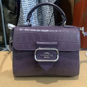 NWT Coach Morgan Top Handle Satchel Bag - Silver/Amethyst